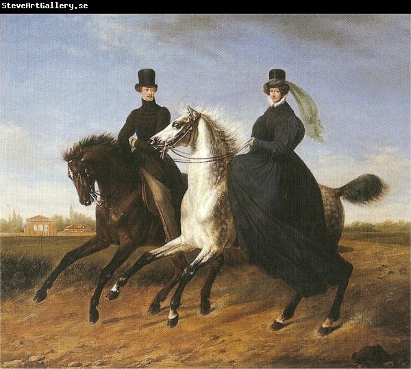 Marie Ellenrieder General Krieg of Hochfelden and his wife on horseback